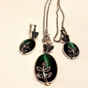 Sterling silver necklace and earrings